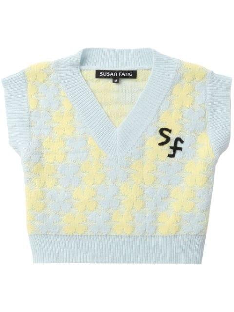intarsia-knit cropped vest by SUSAN FANG