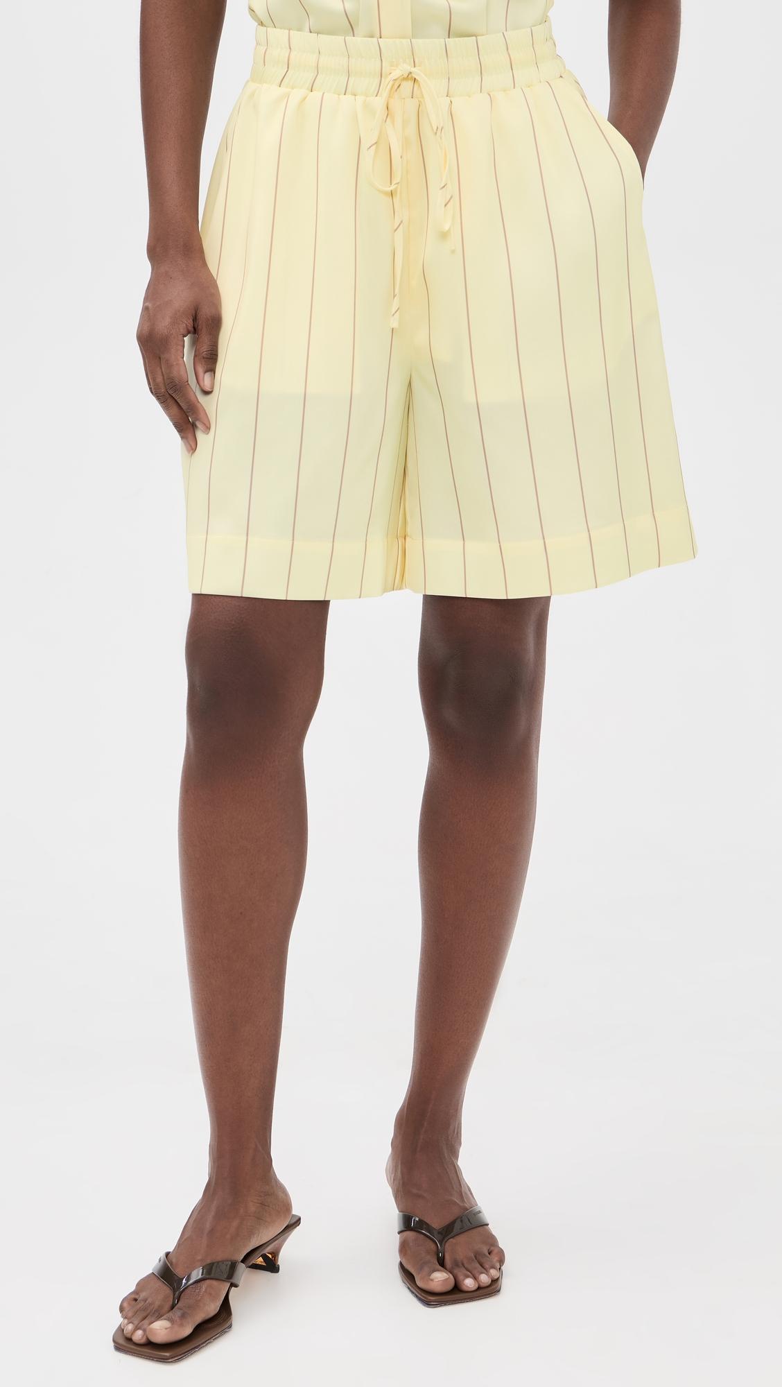 Crinkle Satin Stripe Boxer Shorts by SUSANA MONACO