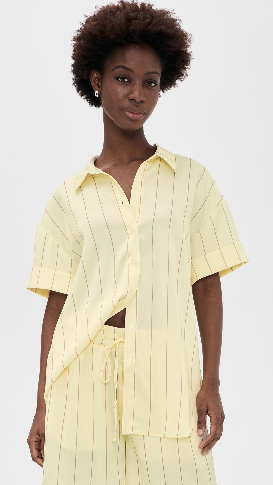 Crinkle Satin Stripe Button Down by SUSANA MONACO