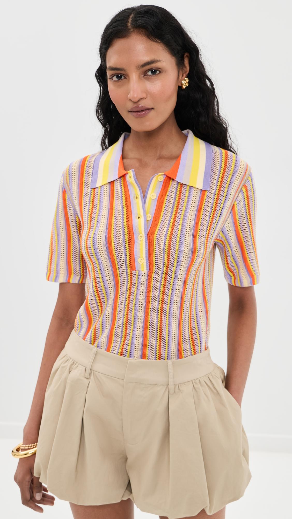 Stripe Sweater Collar Shirt by SUSANA MONACO
