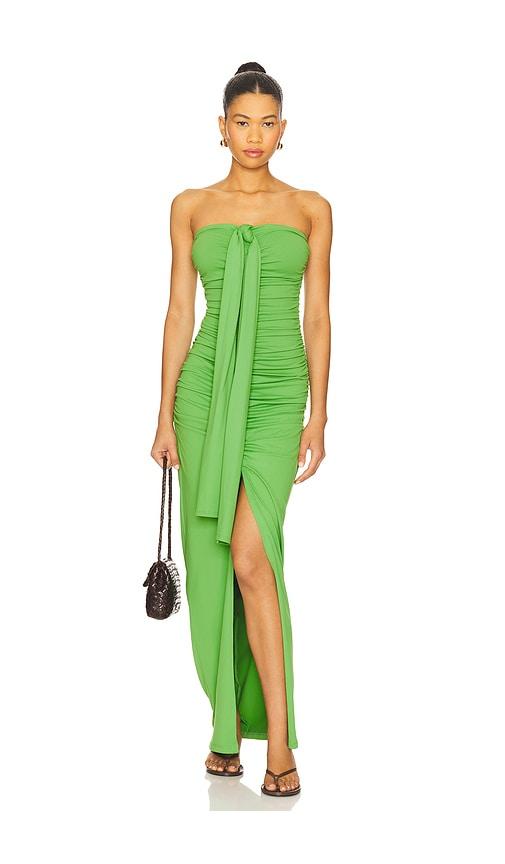 Susana Monaco Center Gathered Tie With Slit Dress in Green by SUSANA MONACO