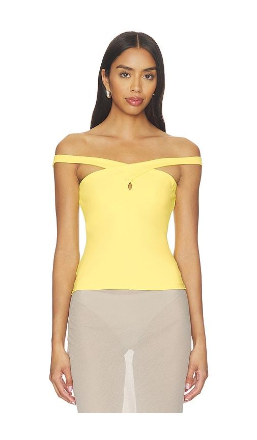 Susana Monaco Cross Front Top Off Shoulder Top in Yellow by SUSANA MONACO