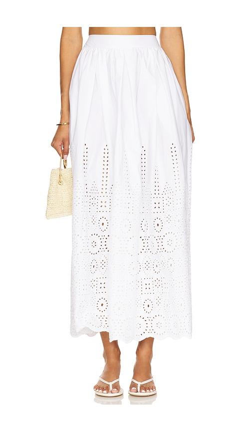 Susana Monaco Embroidered Poplin Maxi Skirt in White by SUSANA MONACO
