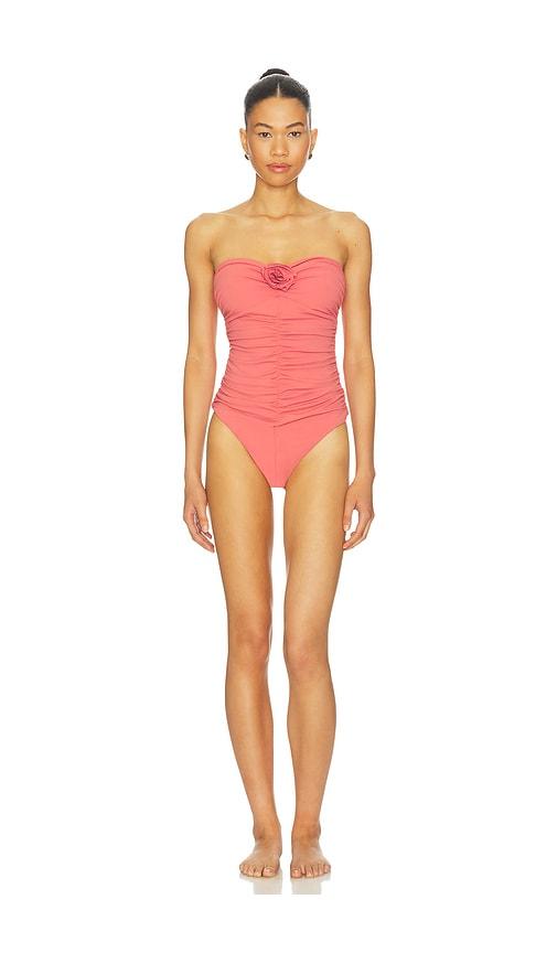 Susana Monaco Flower Gathered One Piece Swimsuit in Rose by SUSANA MONACO