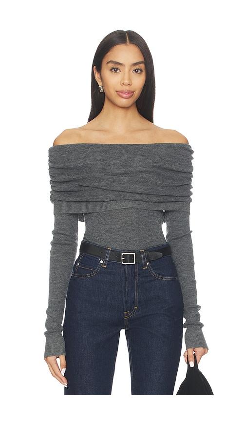 Susana Monaco Light Merino Off Shoulder Sweater in Grey by SUSANA MONACO