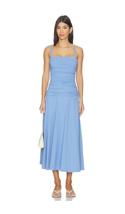 Susana Monaco Low Gathered String Dress in Blue by SUSANA MONACO