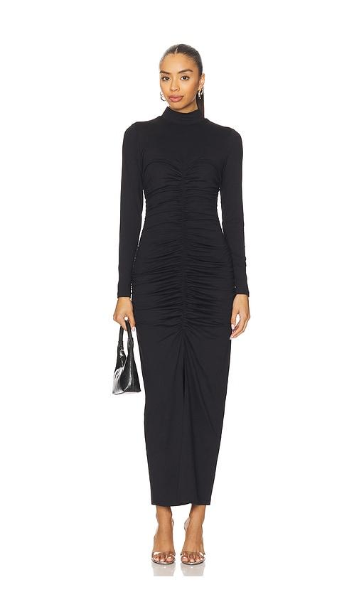 Susana Monaco Mock Neck Long Sleeve Dress in Black by SUSANA MONACO