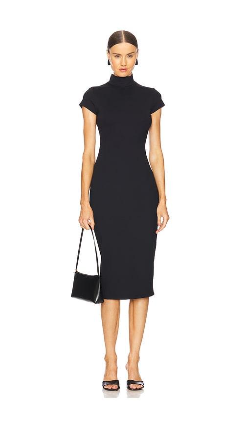 Susana Monaco Mock Neck Short Sleeve Dress in Black by SUSANA MONACO