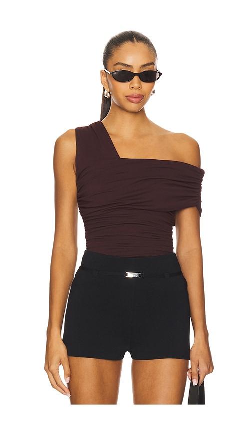 Susana Monaco One Arm Gathered Top in Burgundy by SUSANA MONACO