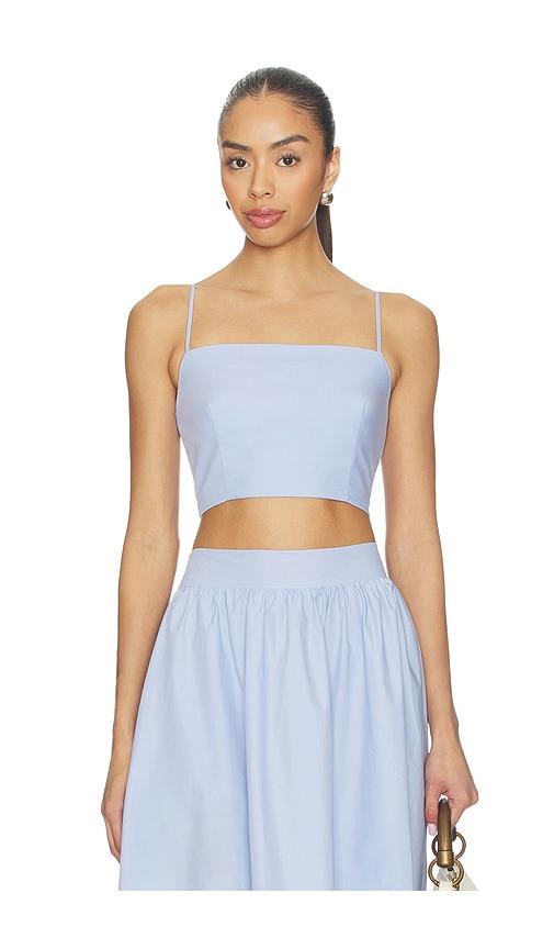 Susana Monaco Poplin Smocking Back String Top in Baby Blue by SUSANA MONACO
