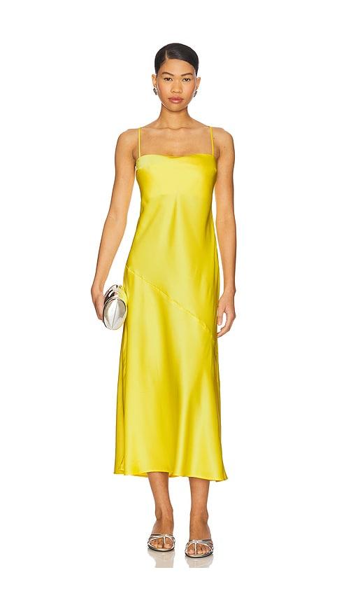 Susana Monaco Satin Bias Cut Slip Dress in Lemon by SUSANA MONACO