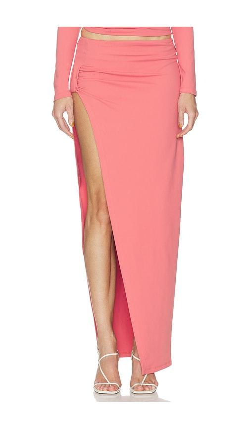 Susana Monaco Side Gathered Skirt With Attached Bodysuit Lining in Rose by SUSANA MONACO Susana Monaco Side Gathered Skirt With Attached Bodysuit Lining in Rose by SUSANA MONACO