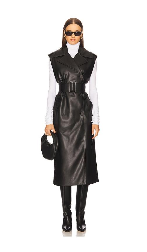 Susana Monaco Sleeveless Faux Leather Sleeveless Trench in Black by SUSANA MONACO
