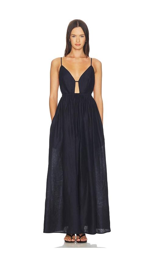 Susana Monaco Solid Linen Empire Waist Dress in Navy by SUSANA MONACO