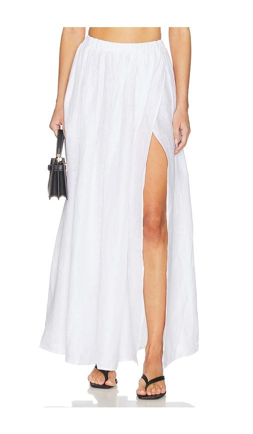 Susana Monaco Solid Linen Wrap Elastic Skirt in White by SUSANA MONACO