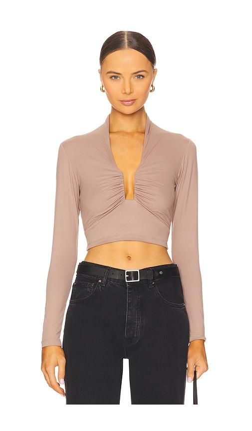 Susana Monaco Square Wire Long Sleeve Top in Brown by SUSANA MONACO