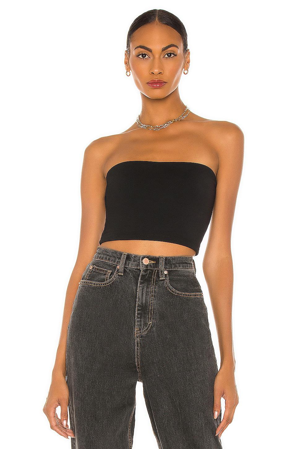 Susana Monaco Strapless Crop Top in Black by SUSANA MONACO