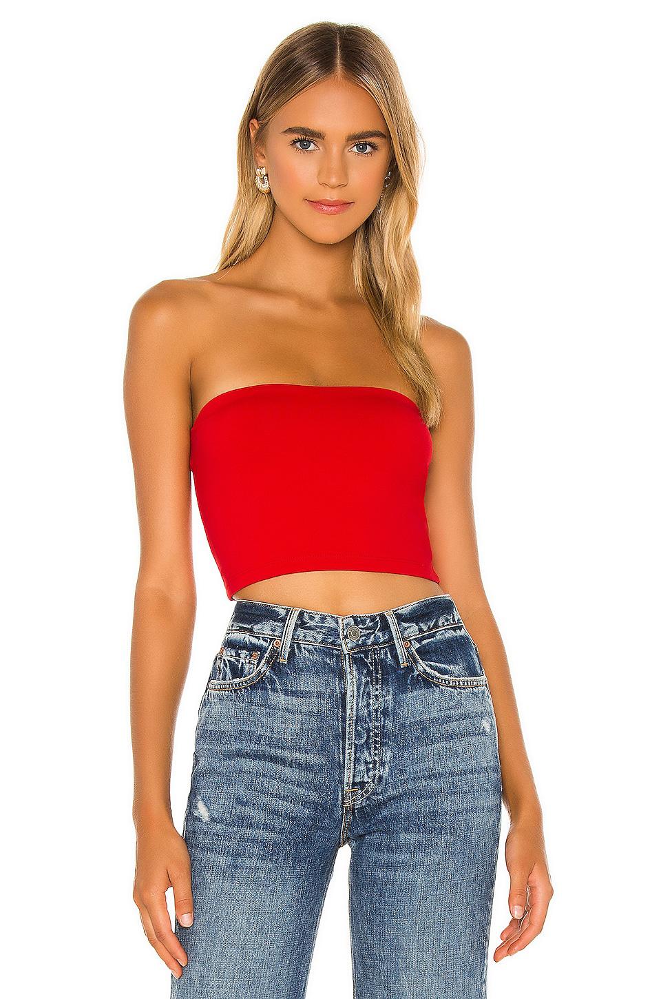 Susana Monaco Strapless Crop Top in Red by SUSANA MONACO