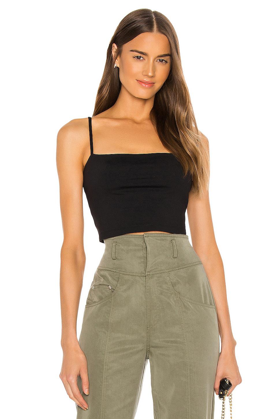 Susana Monaco Thin Strap Crop Tank in Black by SUSANA MONACO