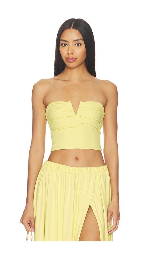 Susana Monaco V Wire Pleated Crop Tube in Yellow by SUSANA MONACO