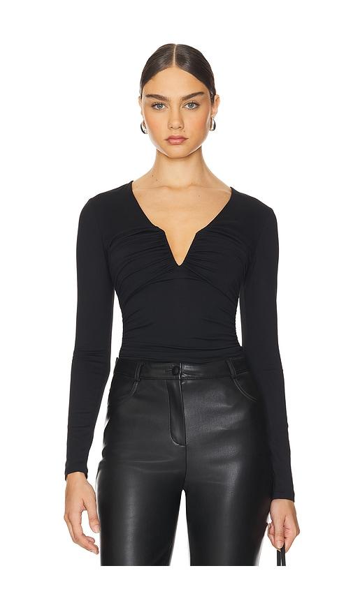 Susana Monaco V-neck Long Sleeve Top in Black by SUSANA MONACO