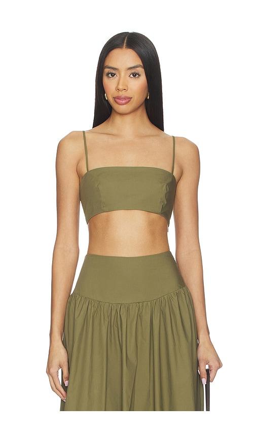 Susana Monaco x REVOLVE Poplin Crop String Top in Olive by SUSANA MONACO