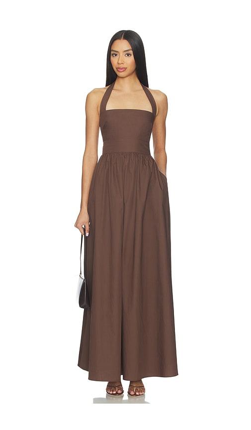 Susana Monaco x REVOLVE Poplin Tie Halter Dress in Brown by SUSANA MONACO