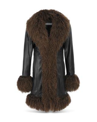 Dorothy Leather & Shearling Trim Midi Coat by SUSANNA CHOW