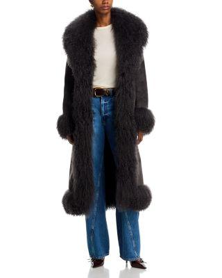 Dorothy Leather & Shearling Trim Midi Coat by SUSANNA CHOW