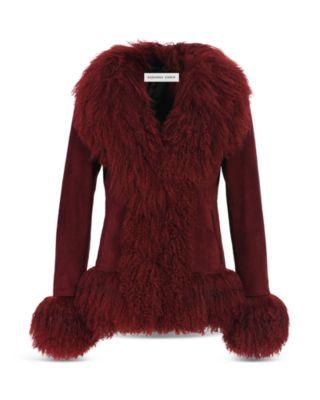 Dorothy Suede & Shearling Trim Coat by SUSANNA CHOW