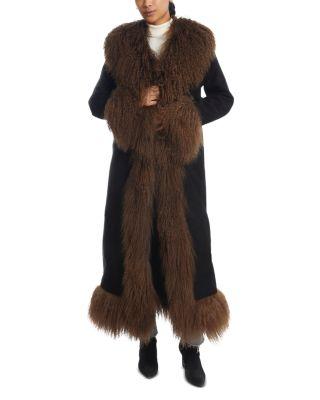 Dorothy Suede & Shearling Trim Maxi Coat by SUSANNA CHOW