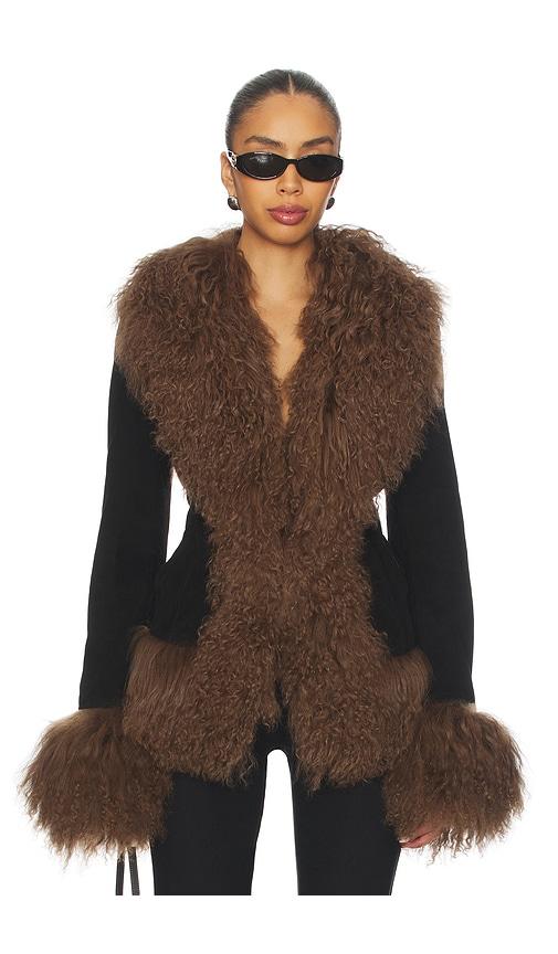 Susanna Chow Dorothy Suede Coat in Brown by SUSANNA CHOW
