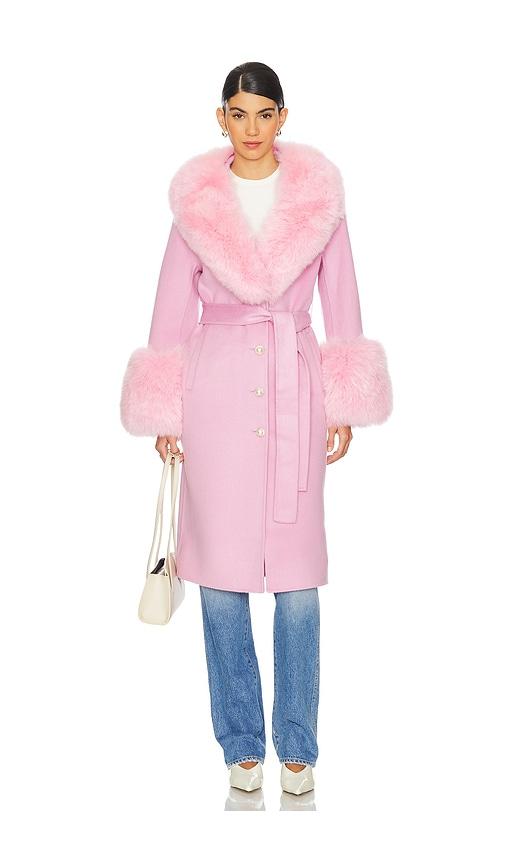 Susanna Chow Jojo Cashmere Fur Coat in Pink by SUSANNA CHOW