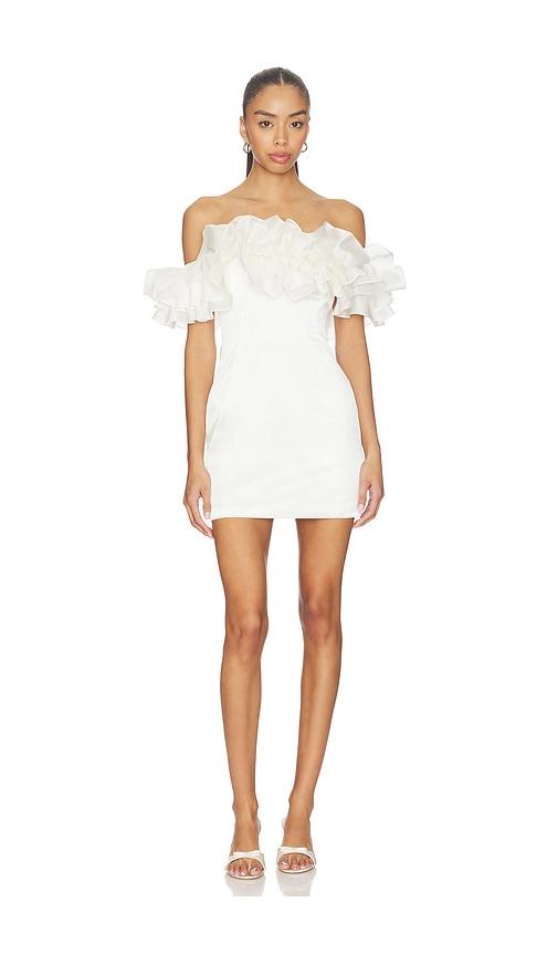 Susanna Chow Sasha Ruffle Dress in White by SUSANNA CHOW