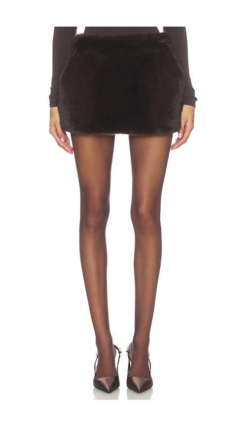 Susanna Chow Sydney Faux Fur Skirt in Chocolate by SUSANNA CHOW