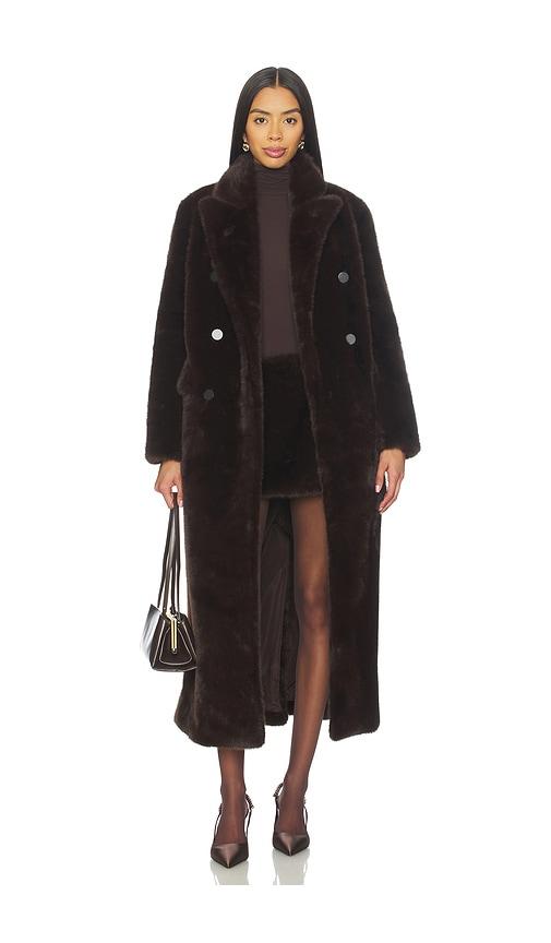Susanna Chow Yvonne Faux Fur Coat in Chocolate by SUSANNA CHOW
