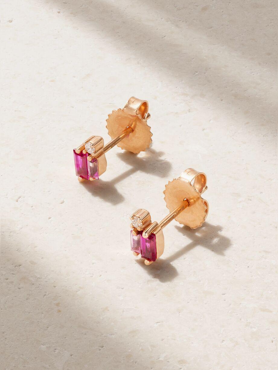 18-karat rose gold, diamond and sapphire earrings by SUZANNE KALAN