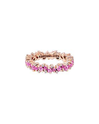 18K Rose Gold Pink Sapphire & Diamond Eternity Band by SUZANNE KALAN