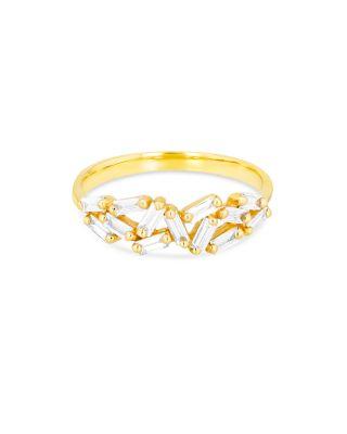 18K Yellow Gold Fireworks Diamond Baguette Cluster Ring by SUZANNE KALAN