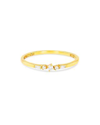 18K Yellow Gold Fireworks Diamond Baguette & Round-Cut Narrow Band by SUZANNE KALAN