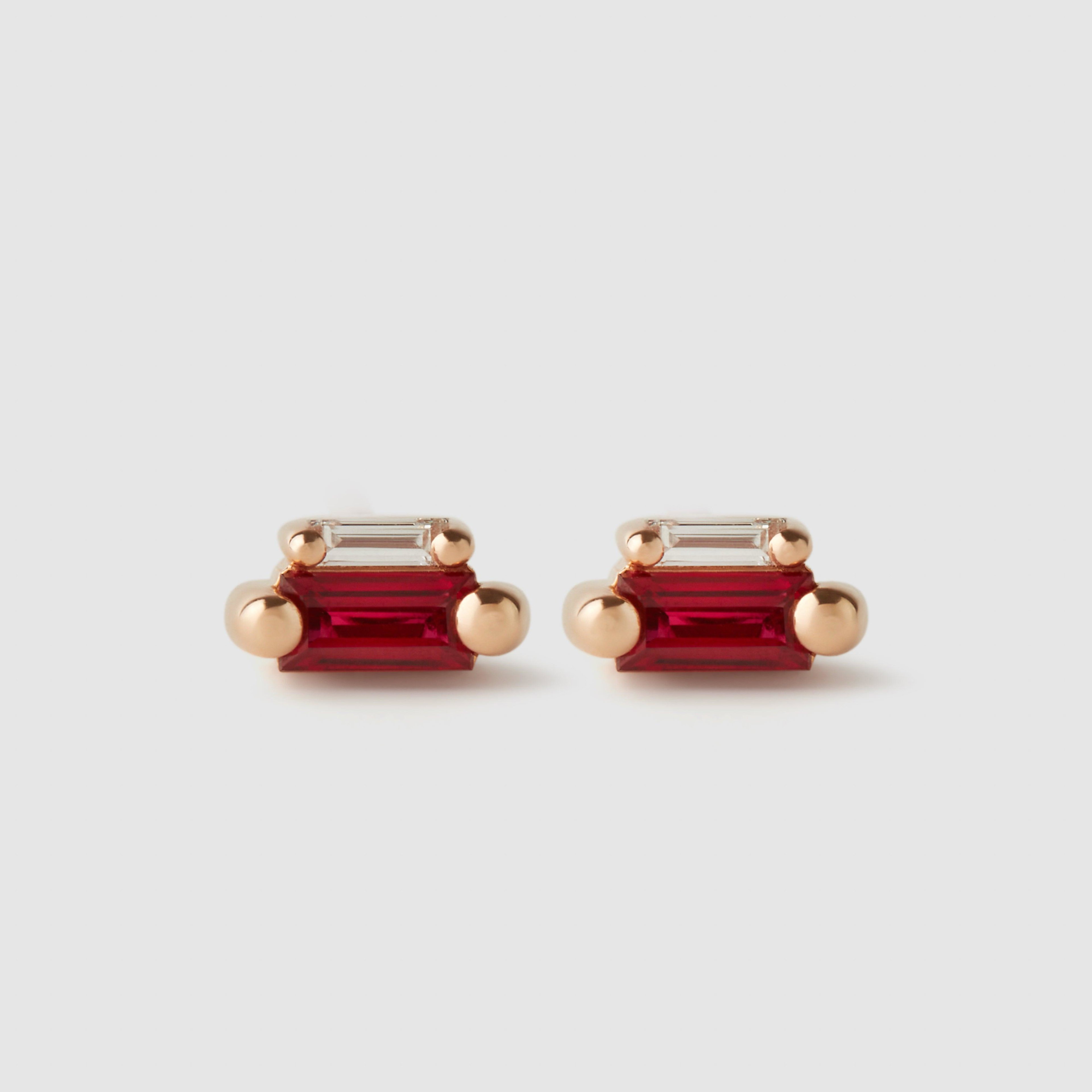 SUZANNE KALAN - Ruby Horizontal Earrings - (Rose Gold) by SUZANNE KALAN