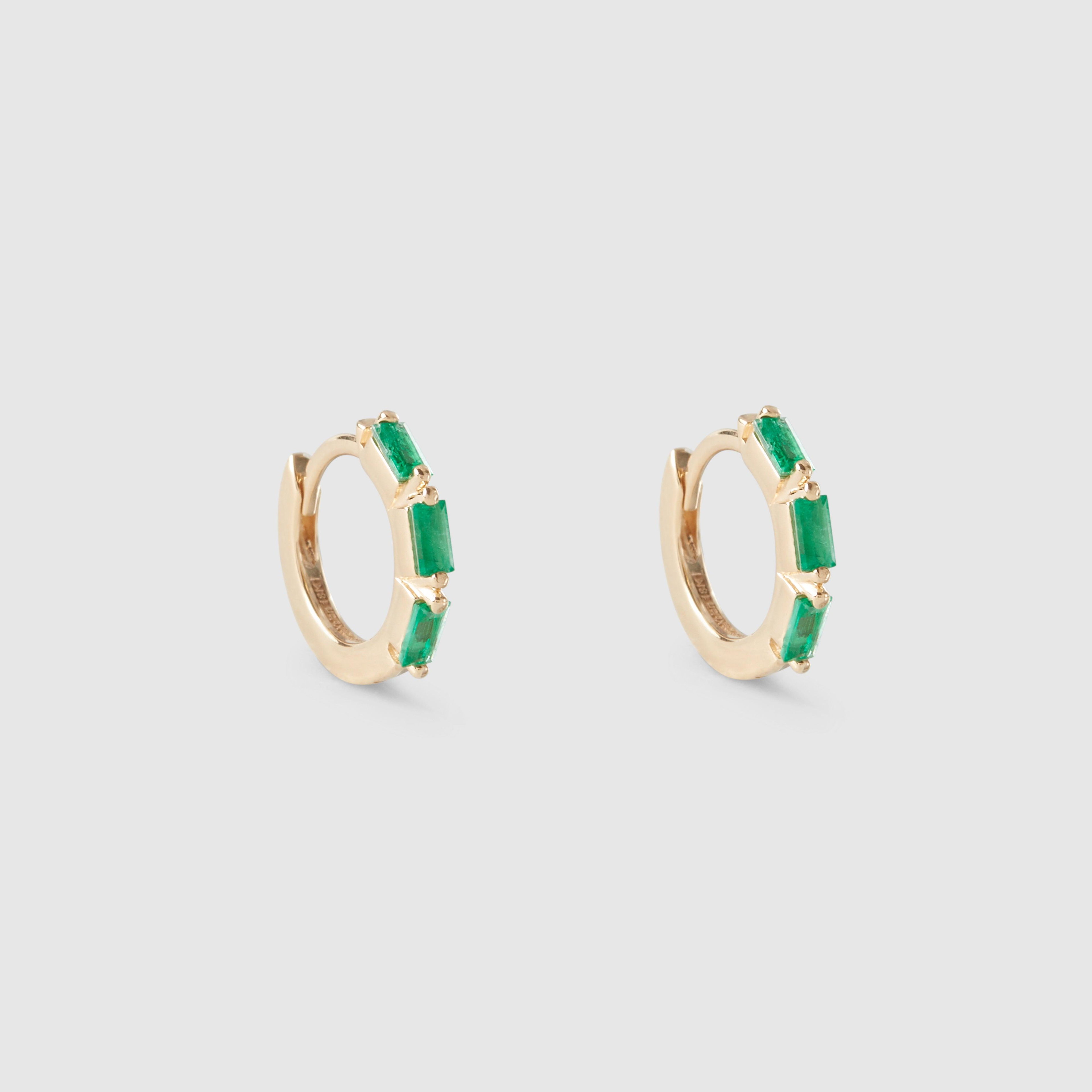 SUZANNE KALAN - Women's Emerald Bag Huggie Earrings - (Yellow Gold) by SUZANNE KALAN