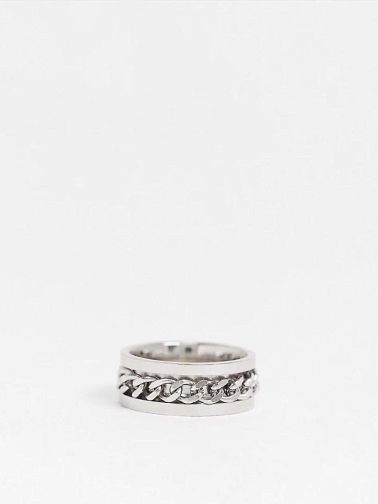 Chain Embelished Ring in Silver by SVNX