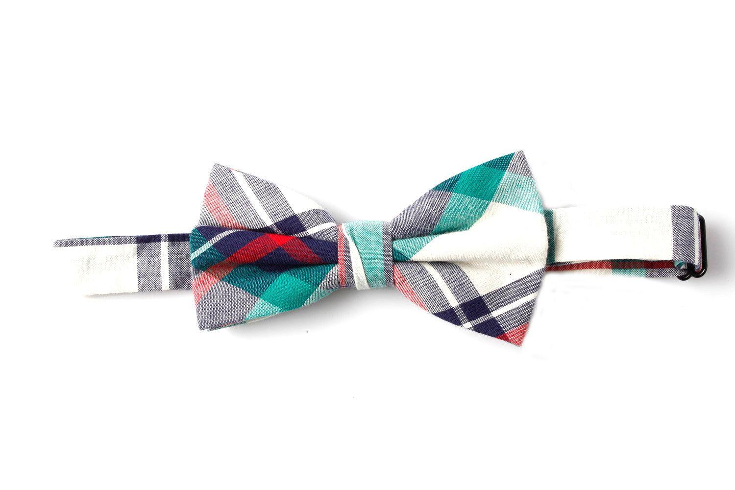 Check Print Bow Tie in Multi Navy by SVNX