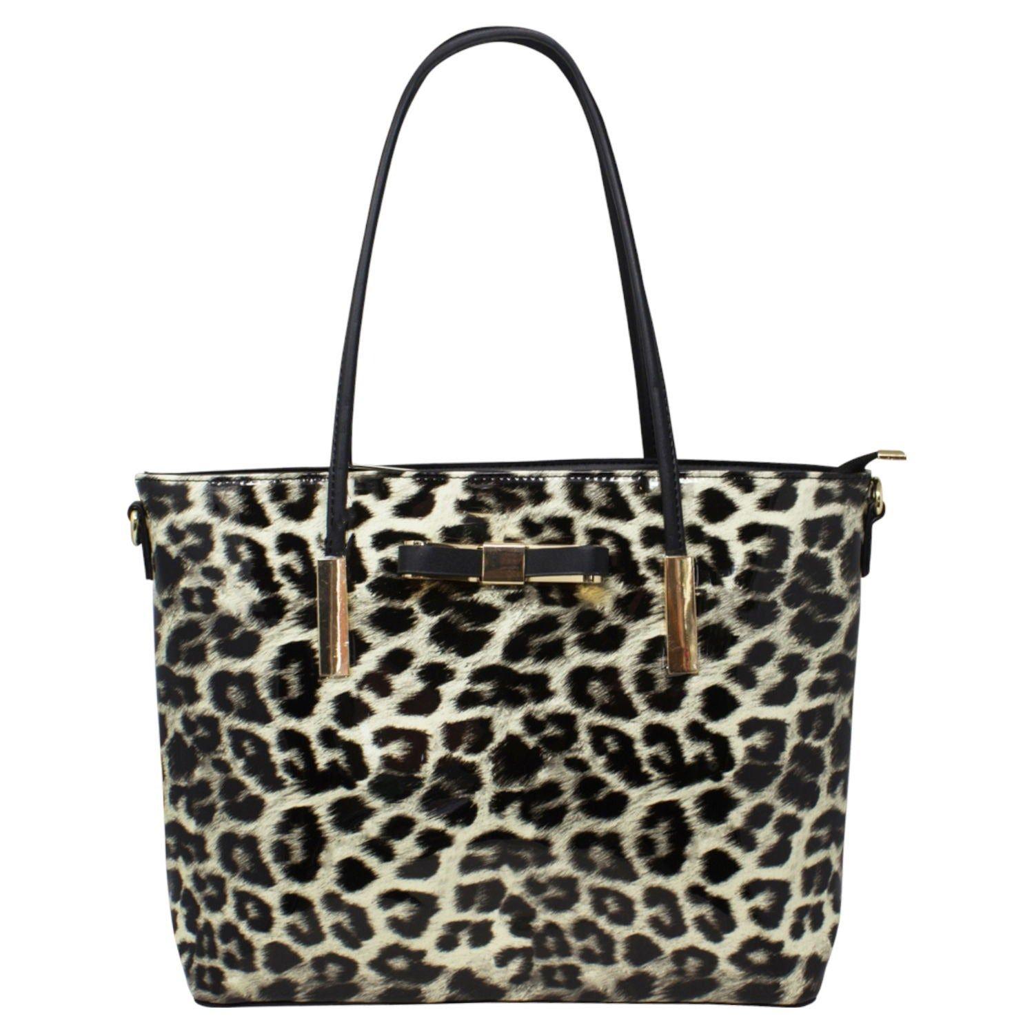 Patent Leopard Print Tote Bag by SVNX