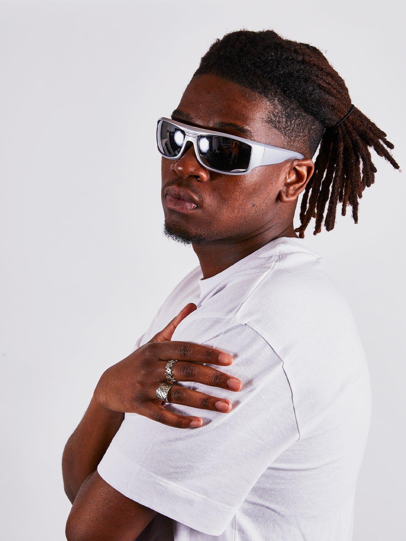 Silver Racer Style Plastic Frame Sunglasses by SVNX