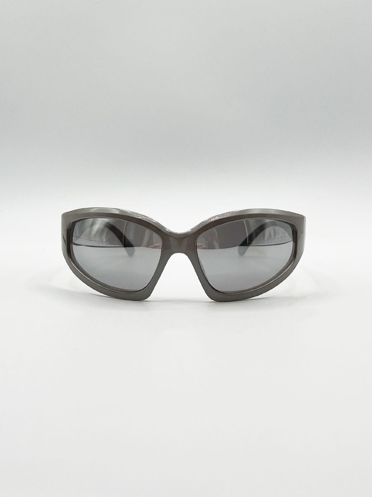 Silver Racer Wrap Sunglasses by SVNX