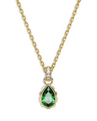 Chroma Green Pear Cut Pendant Necklace in Gold Tone by SWAROVSKI
