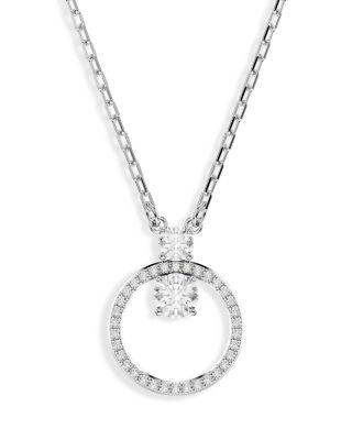 Constella Crystal Circle Pendant Necklace in Rhodium Plated by SWAROVSKI