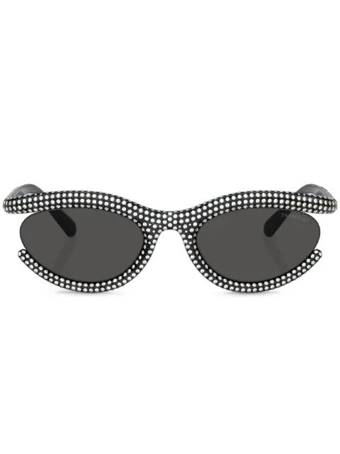 pavé crystal-embellished oval-frame sunglasses by SWAROVSKI EYEWEAR